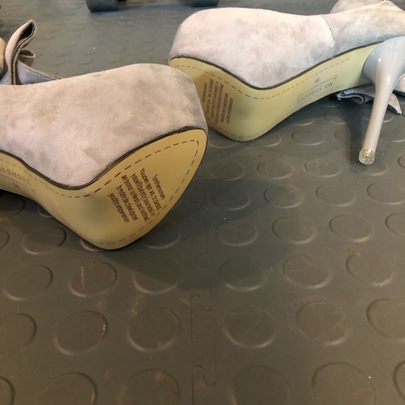 New No. 55 Gray Suede Stiletto Platform Heels - Picture 4 of 5